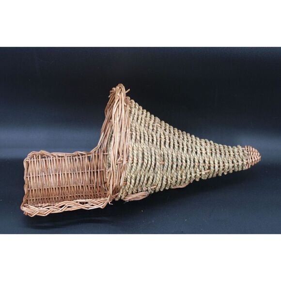 Cornucopia Brown Woven Wicker Horn Of Plenty Basket 17" And Turkey 11" - Picture 8 of 11